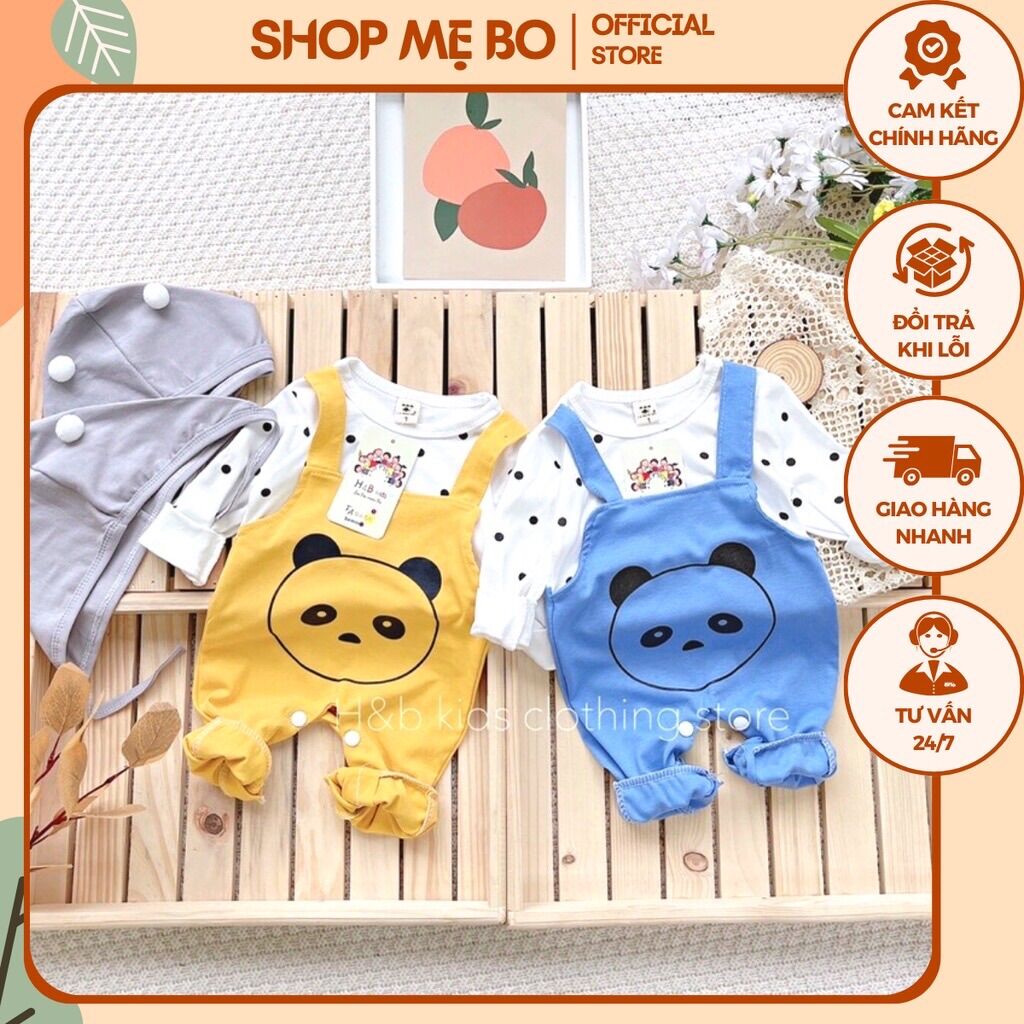 Set yếm in hình thú dễ thương cho bé trai bé gái, bộ đồ cho bé 3 chi tiết yếm, nơ, mũ đủ size