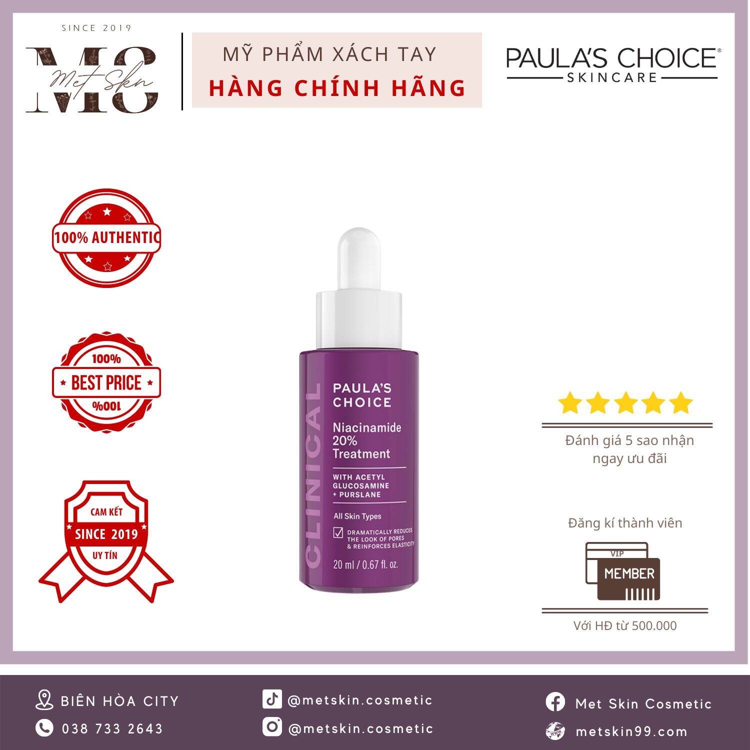 [ Pre Order ] Serum Nia 20% Paula Choice