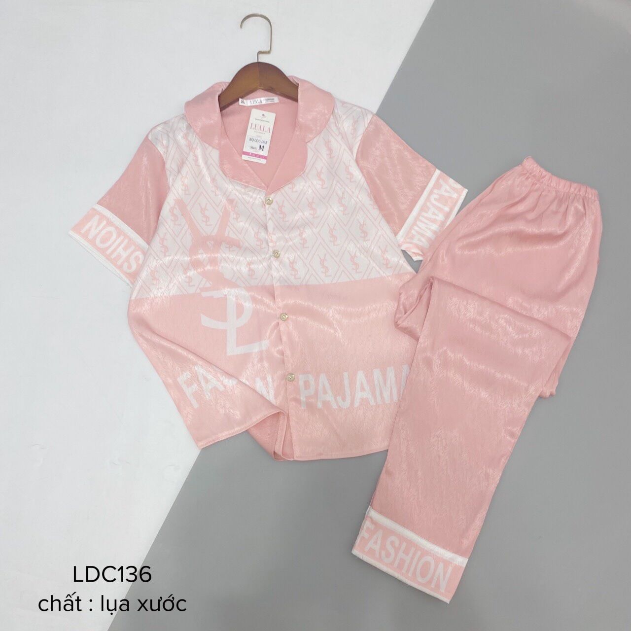 Bộ đồ ngủ cộc dài chất lụa mango chất mềm, mịn, thoáng mát