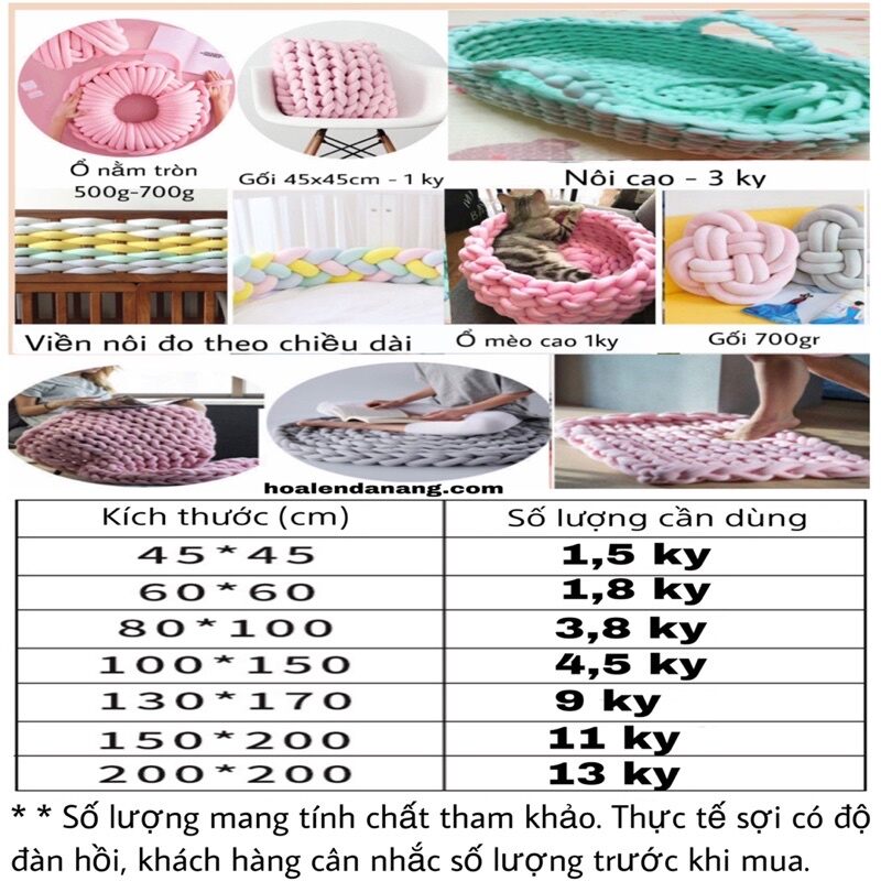 Len Khổng Lồ Chunky Đan Móc Chăn Thảm, Túi Xách, Nôi...