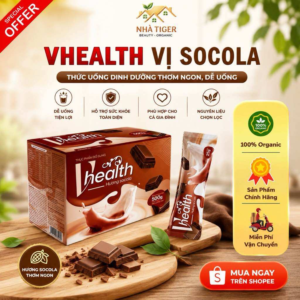 Vhealth Socola Thực Phẩm Dinh Dưỡng Thơm Ngon Dễ Uống Hỗ Trợ Sức Khỏe Dễ Dàng Phục Hồi Cơ Thể Nguồn Lợi Chọn Lộc