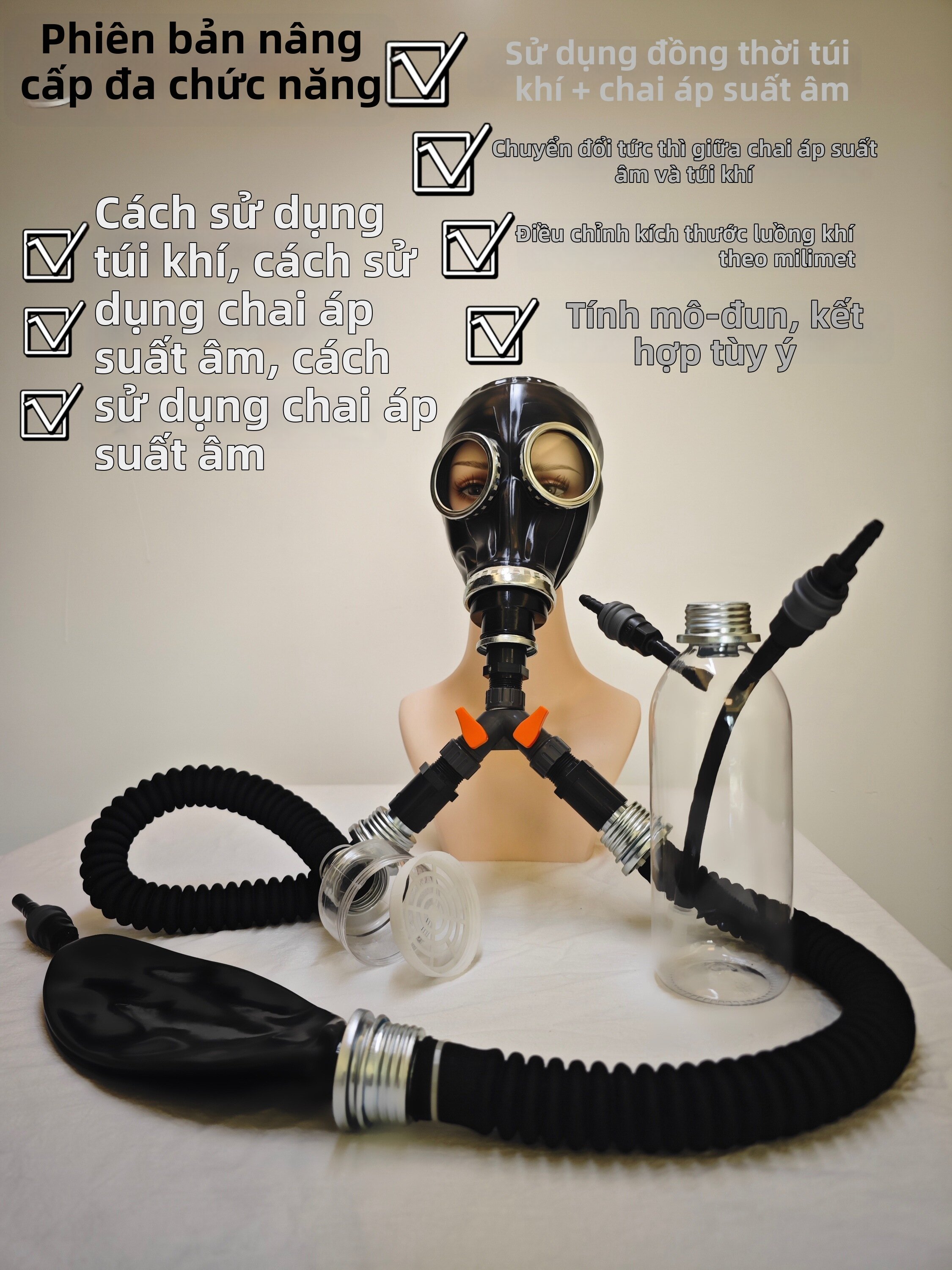 Breath Control Gas Mask with Air Tank and Bladder
