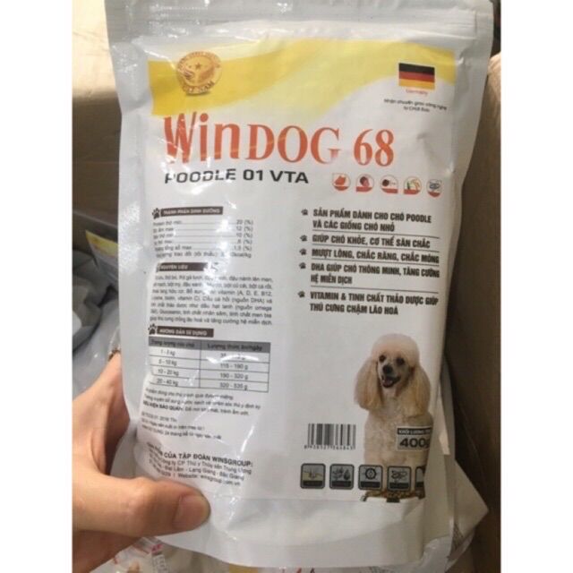 Thức ăn hạt dành cho chó poodle windog 68 400g