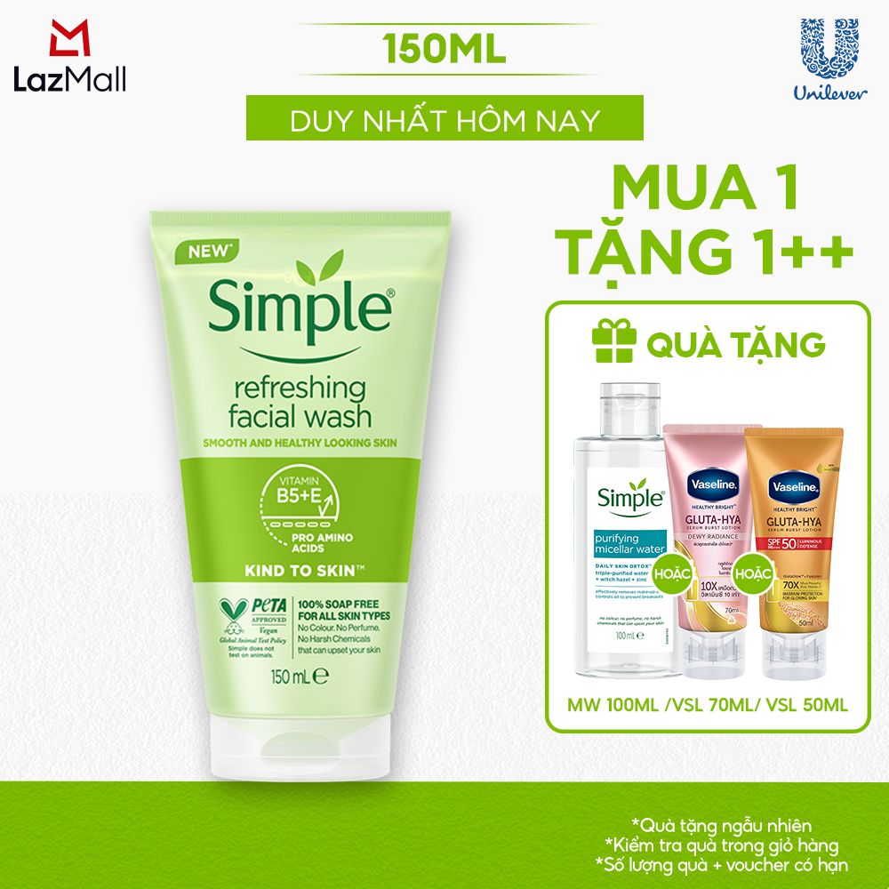 Sữa Rửa Mặt Simple lành tính và hiệu quả cho mọi loại da 150ml