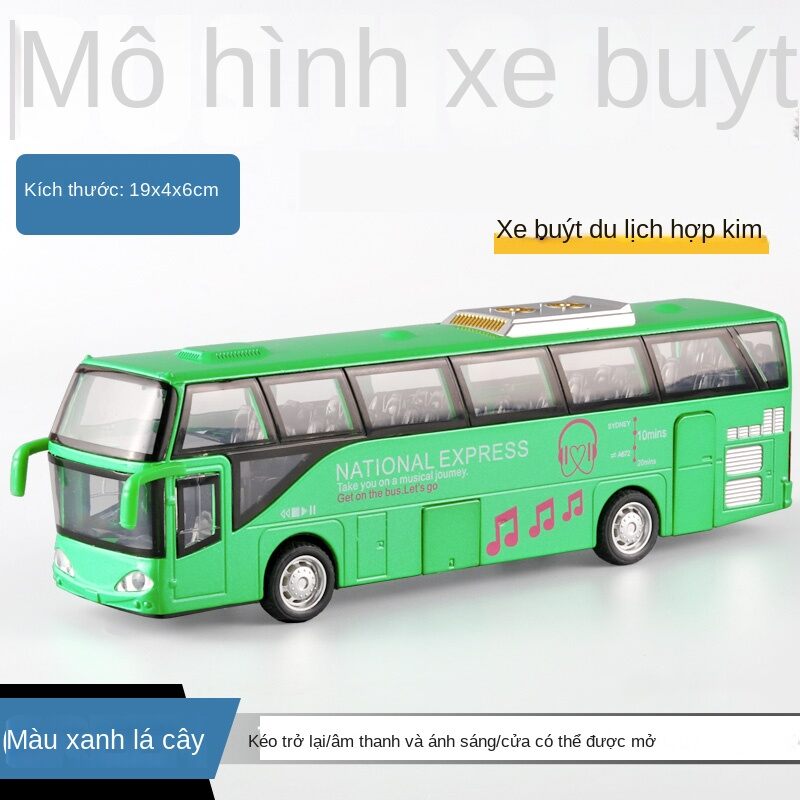 Travel Bus Model Alloy Model Car Diecast Scale Vehicle Model Toy Sound & Light Pull Back Educational Toys For Children Gift