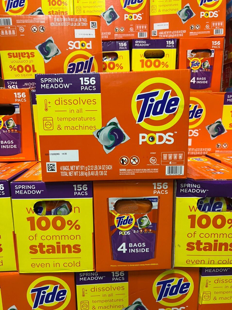 [MẪU MỚI] COMBO THÙNG 4 BỊCH VIÊN GIẶT XẢ TIDE PODS MỸ 156 VIÊN