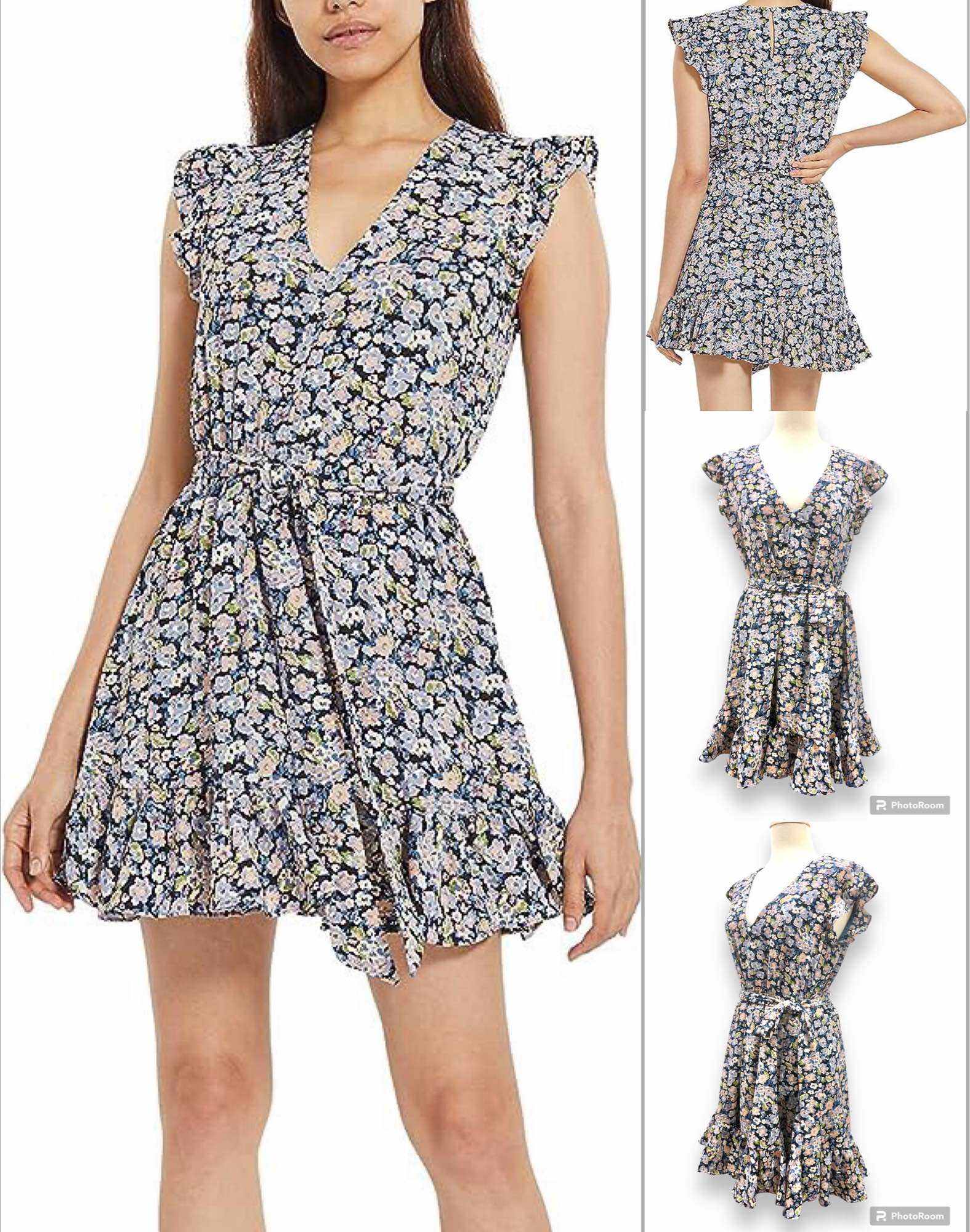 Váy đầm B.C.B.G, đầm 2 lớp sát nách cánh tiên, đầm dáng suông thắt đai phối đuôi cá