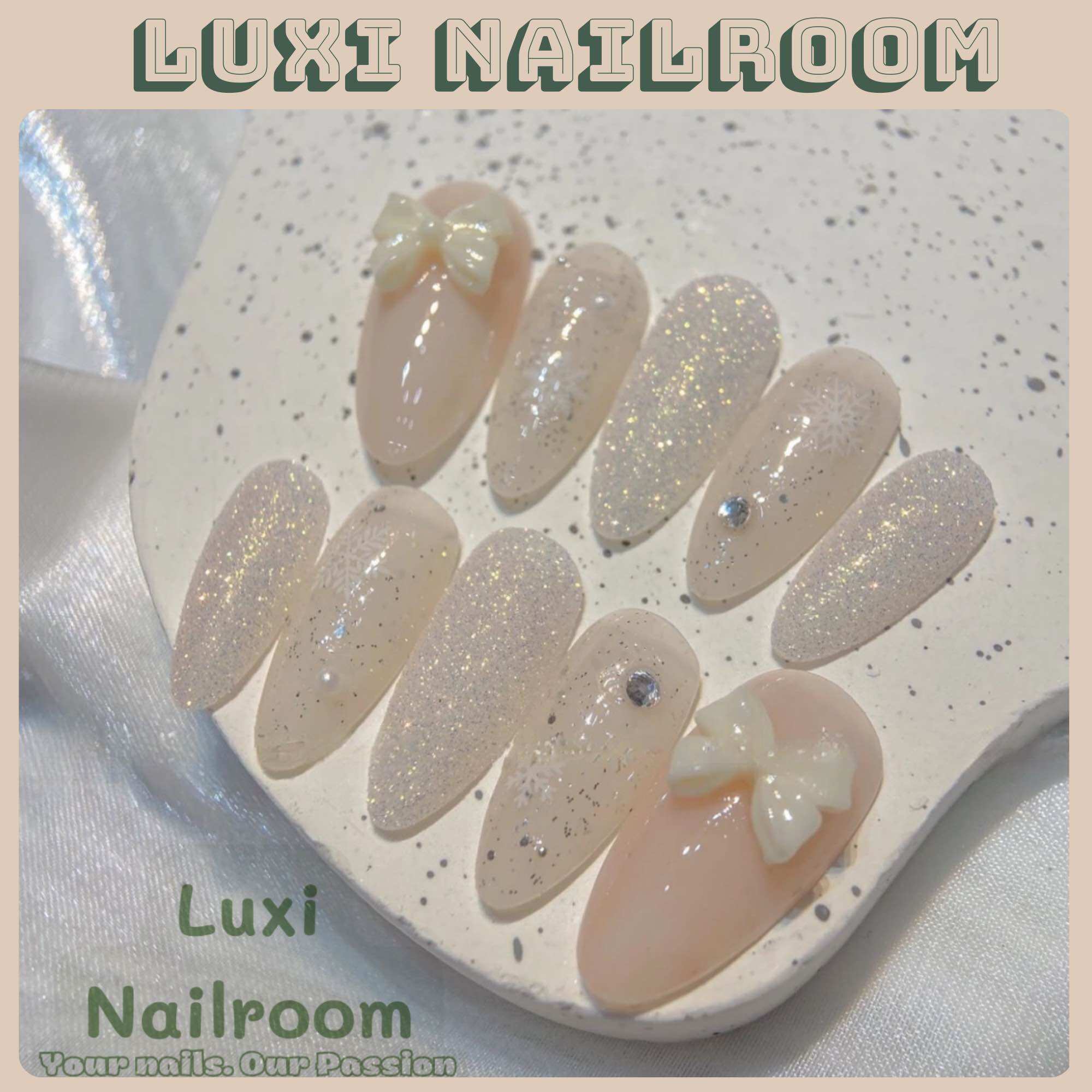 Nailbox - móng úp thiết kế thủ công mẫu thạch màu da đính đá tiểu thư bling bling