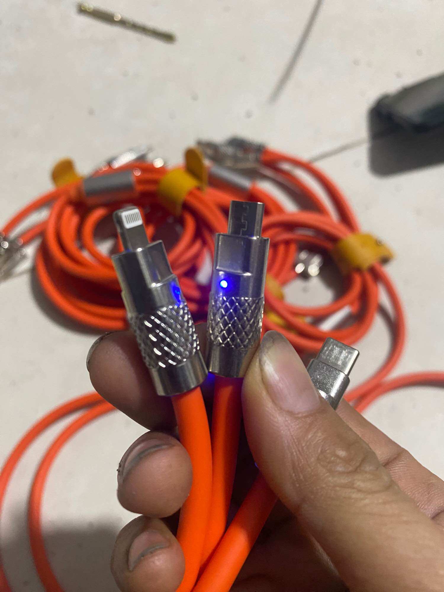 Dây cáp sạc nhanh 3 đầu 120w dây to