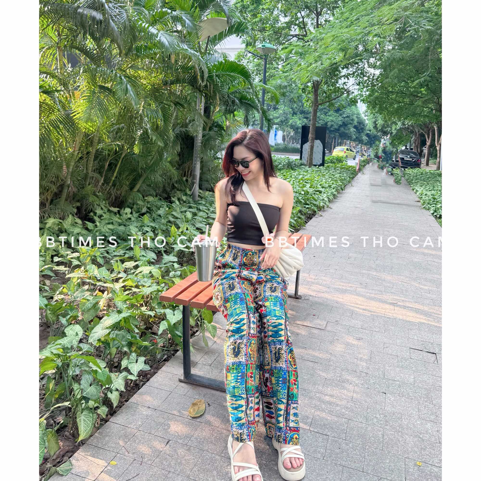 QUẦN ỐNG RỘNG LANH HOẠ TIẾT THỔ CẨM CÓ TÚI