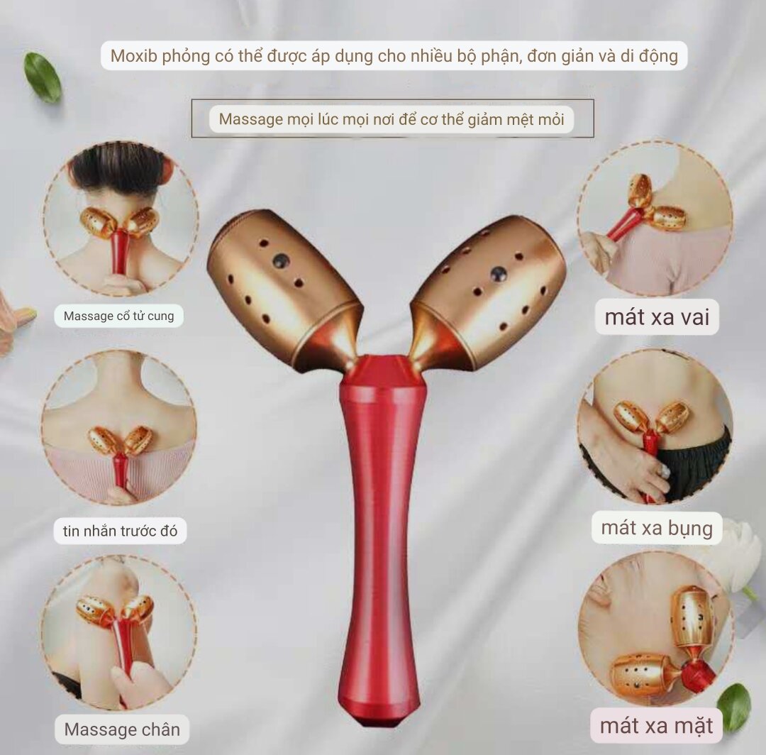 Con lăn ngải cứu đồng cao cấp chữ V 2 sừng diện chẩn + 54 viên ngải đoạn