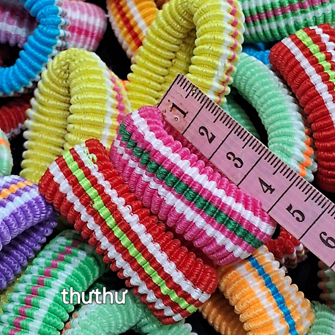 Túi 10 thun cột tóc màu/đen/sọc (bản 1.5-2cm)