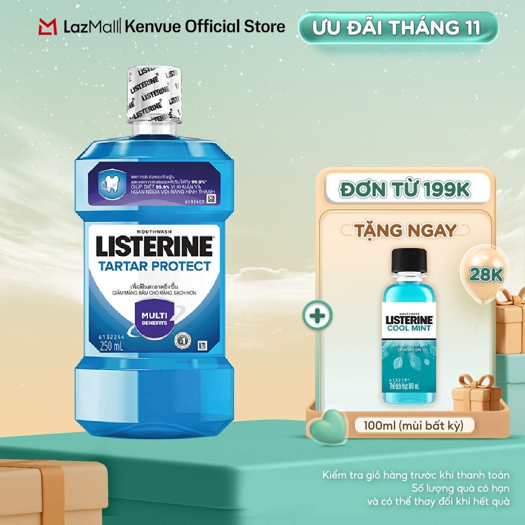 Nước súc miệng ngăn ngừa mảng bám Listerine Tartar Protection 250ml
