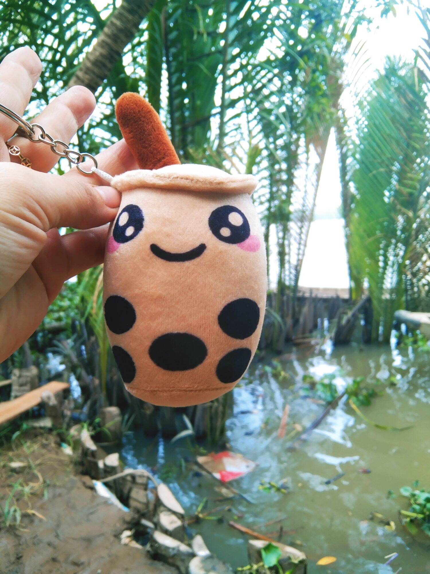 MÓC KHOÁ GẤU BÔNG LY TRÀ SỮA