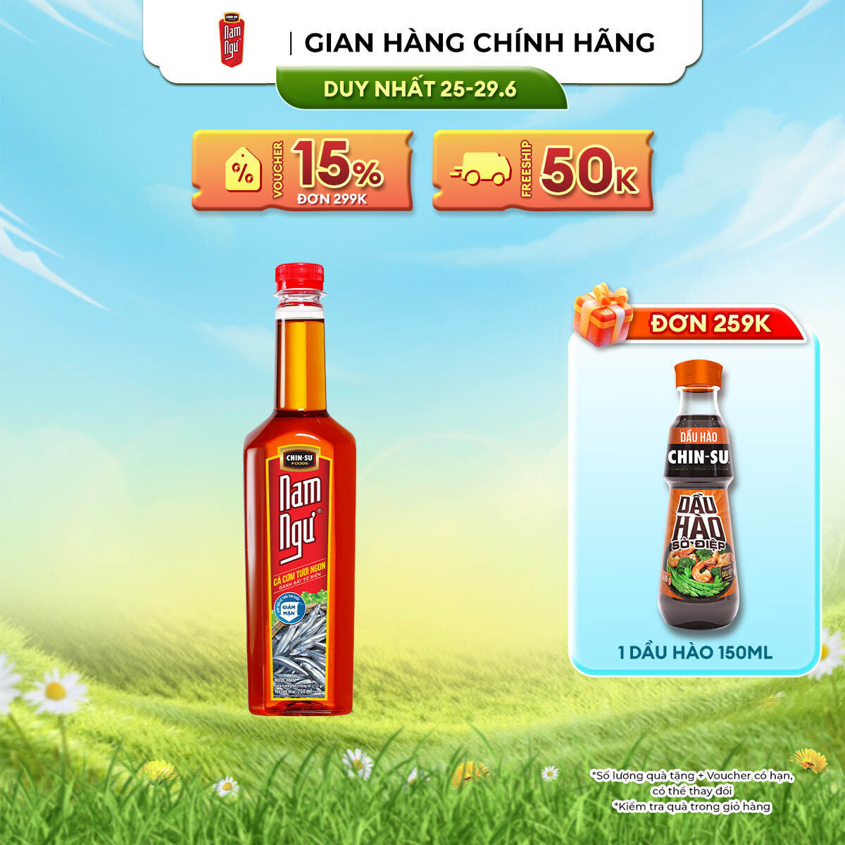 [DUY NHẤT 25-29.06 VOUCHER 18% ĐƠN 249K] Nước Mắm Nam Ngư Chai 750ml