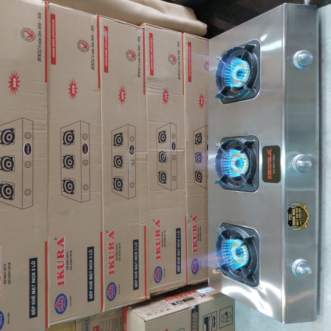 Bếp gas khè 3 lò IKURA cao cấp , sài van dây khè chuyên bò né mỳ cay