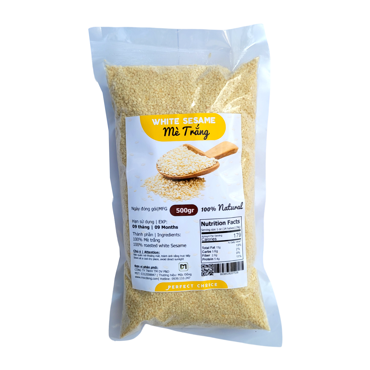 Túi 500gr hạt mè trắng hạt vừng trắng