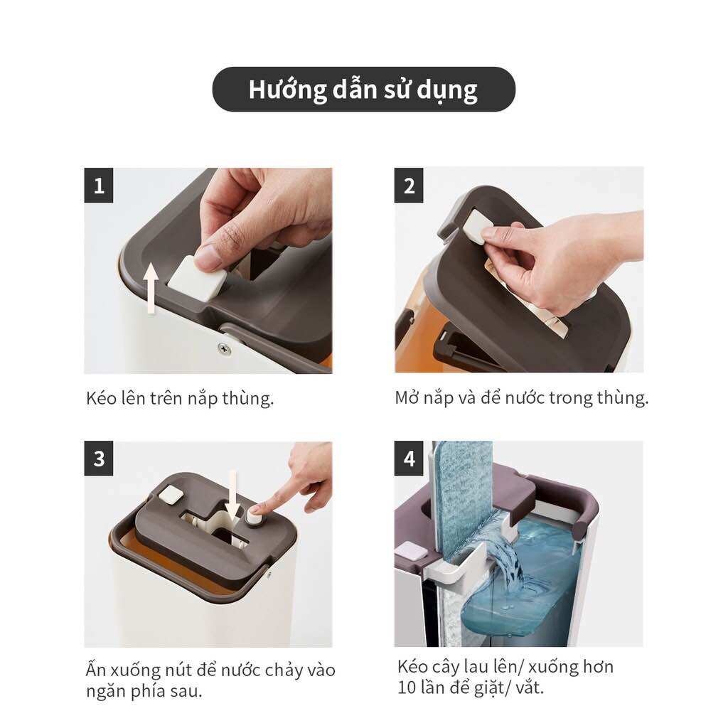 [HCM]Bộ cây lau nhà Lock&Lock Squeeze Flat Mop ETM471