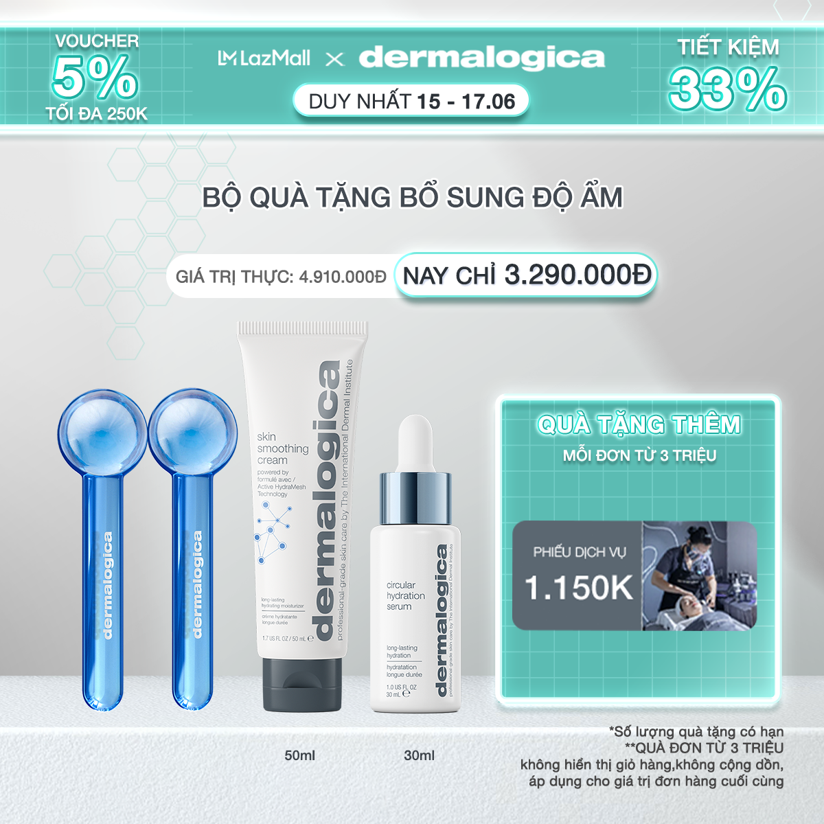 (Bản giới hạn mùa lễ hội) Bộ giải pháp cấp ẩm & làm mịn (2 sản phẩm fullsize + 2 thanh lăn lạnh)