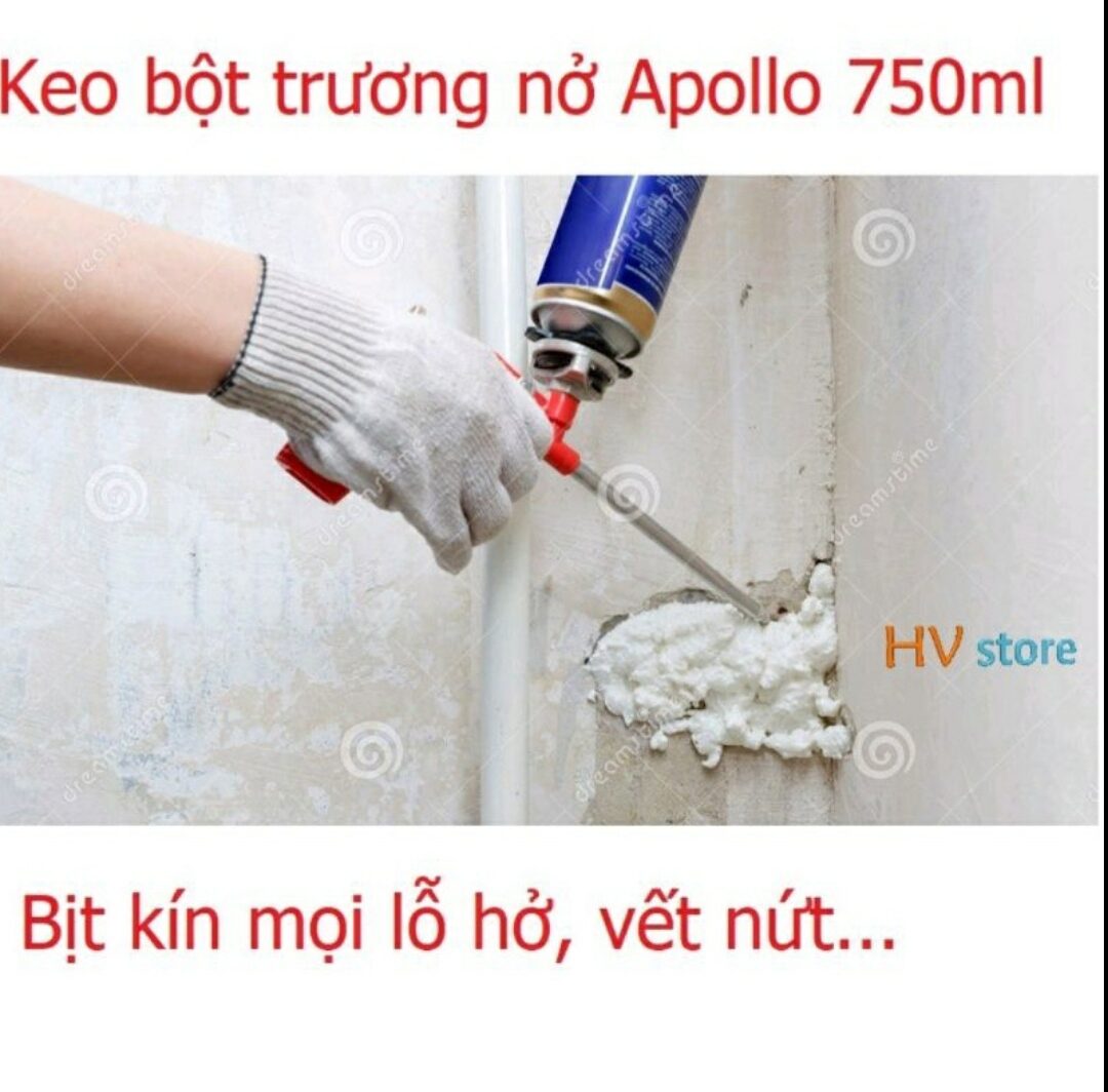 Keo bọt nở Apolo Foam 750ml chính hãng, thương hiệu kết hợp bởi Mỹ, Nhật Bản, Singapore