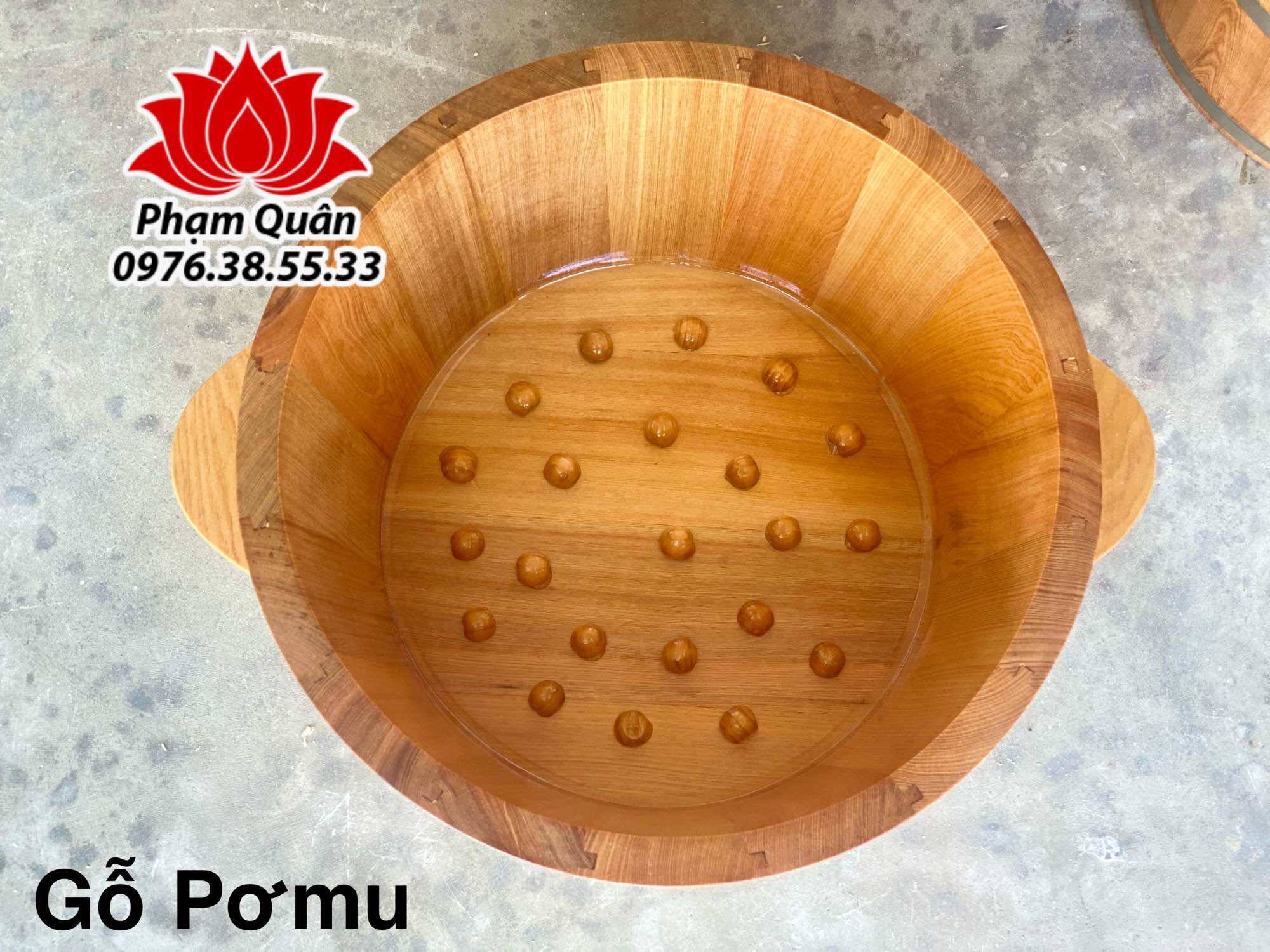 Chậu Ngâm Chân Gỗ Pơmu Có Hạt Massage