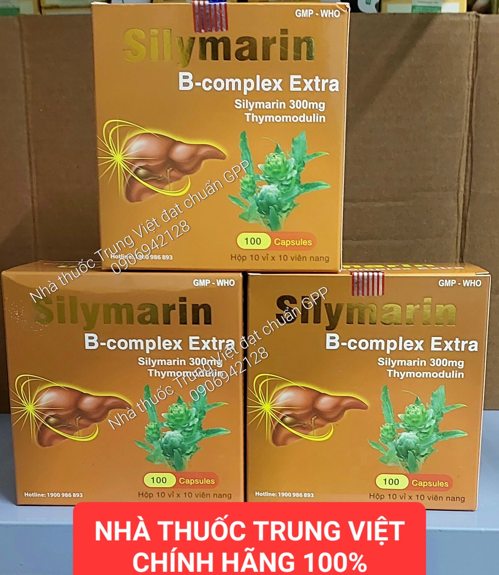 Viên uống Bổ gan và tăng đề kháng Silymarin B complex hộp 100 viên nang Bổ gan. hỗ trợ giải độc gan....