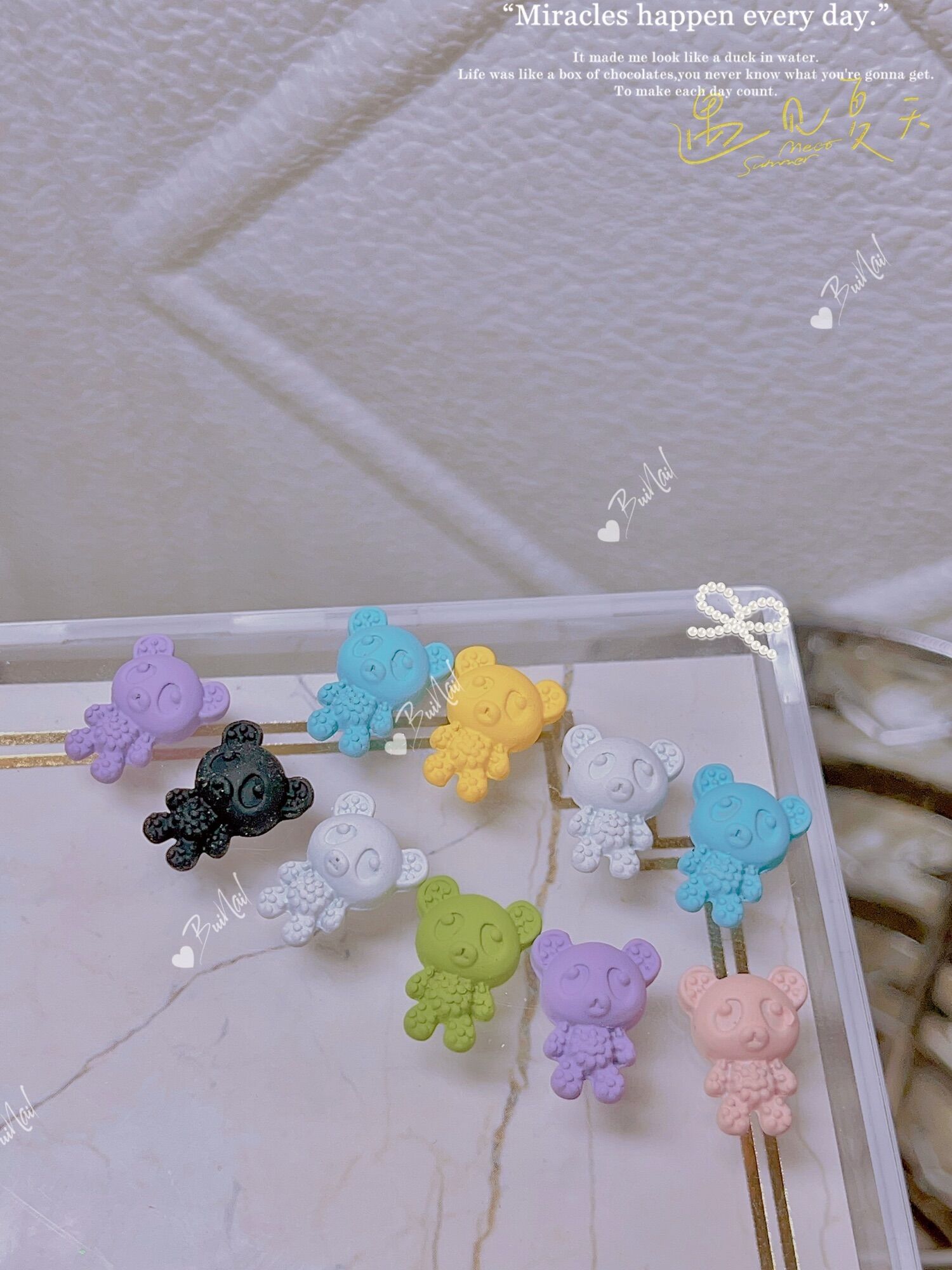 Charm gấu kim loại m103 set 10viên