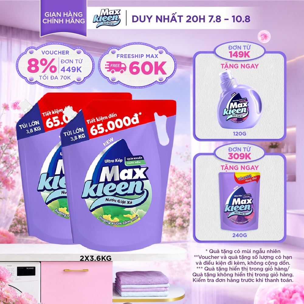 Combo 2 túi nước giặt Huyền Diệu/ Hoa Nắng/ Vườn Sớm Mai / Thiên Nhiên 3.6kg/3.8kg