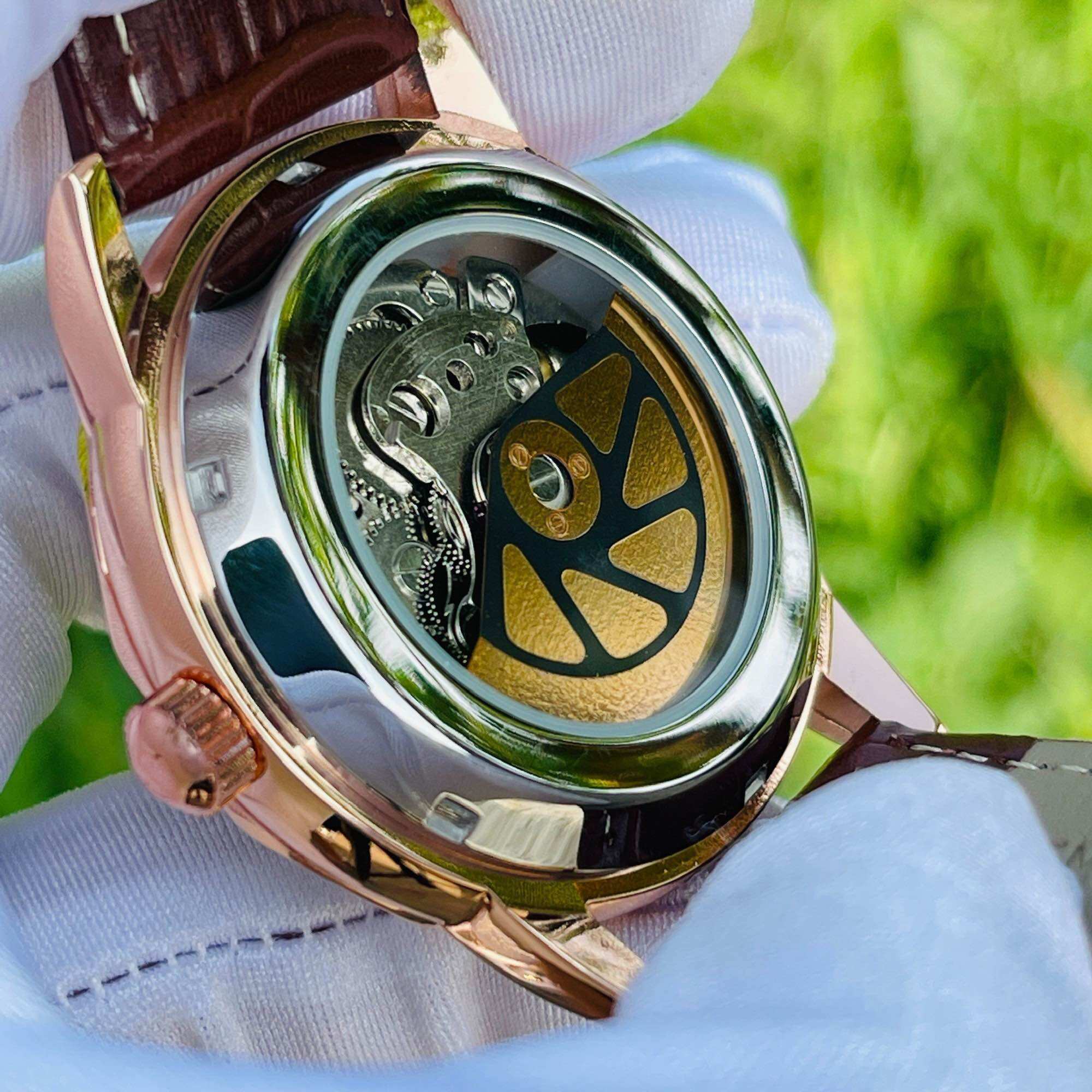 Đồng hồ cơ nam dây da máy cơ automatic cao cấp sang trọng