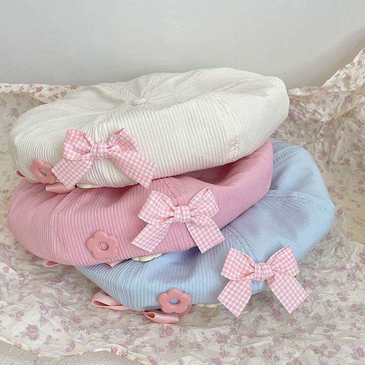 Mũ Nồi Beret Phối Nơ Thời Trang Có Sẵn