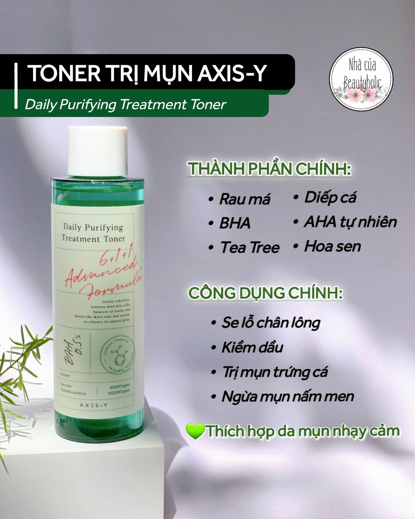 [Hcm][Nhacuabeautyholic] Toner Da Mụn Axis - Y Daily Purifying Treatment