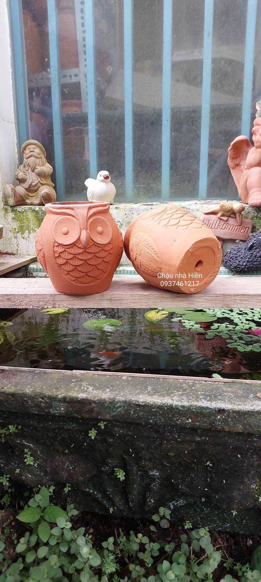 Chậu đất nung Bình Dương hình cú lu m6.5 x c 11 5