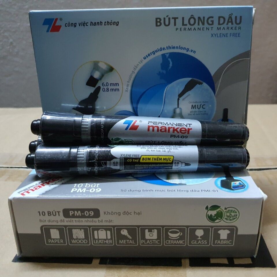 Bút lông dầu 2 đầu TL PM-09 (Hộp 10 cây)