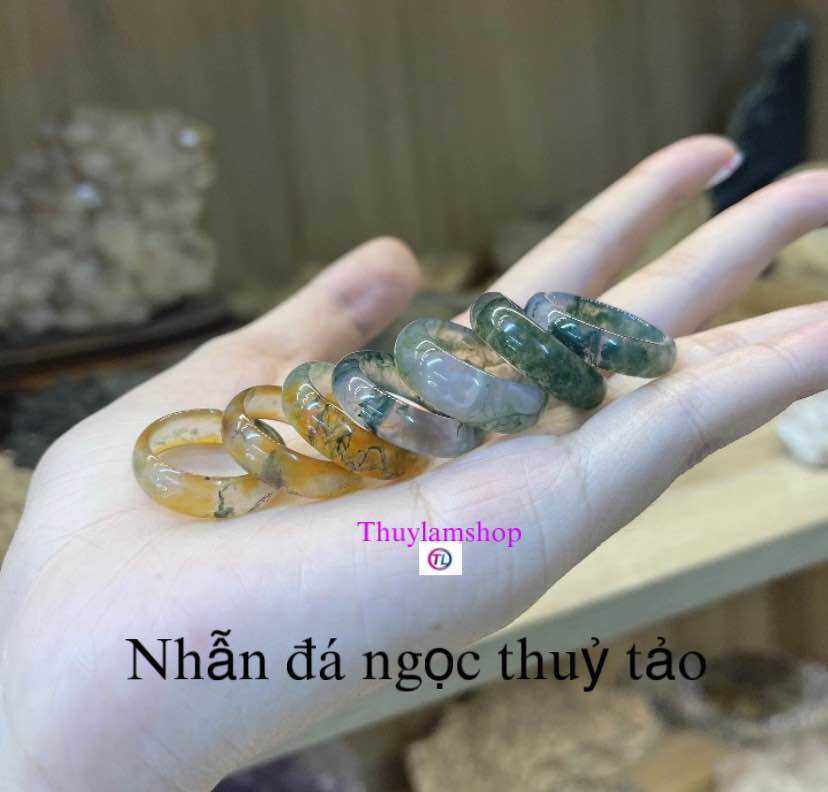 Nhẫn đá ngọc thuỷ tảo phong thuỷ may mắn