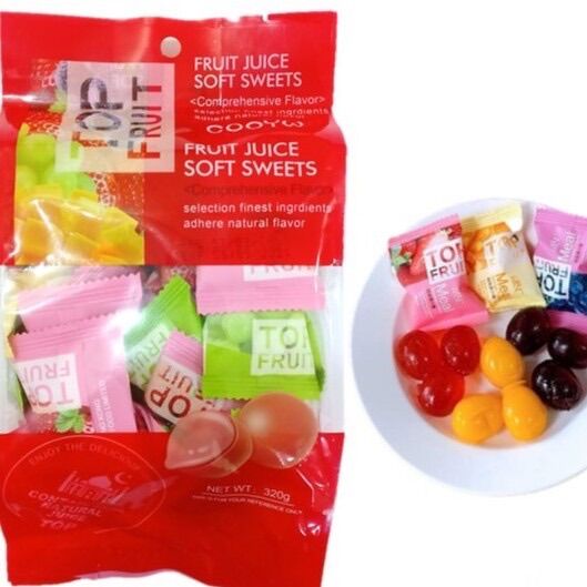 Bịch 320g kẹo dẻo trái cây top fruit coowy