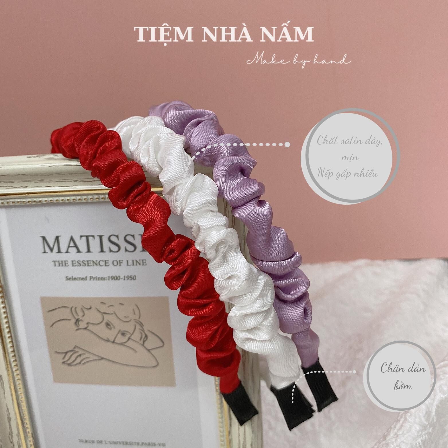 🎀 Cài, bờm tóc nhún satin bèo nhiều màu - [ Nhà Nấm handmade ]