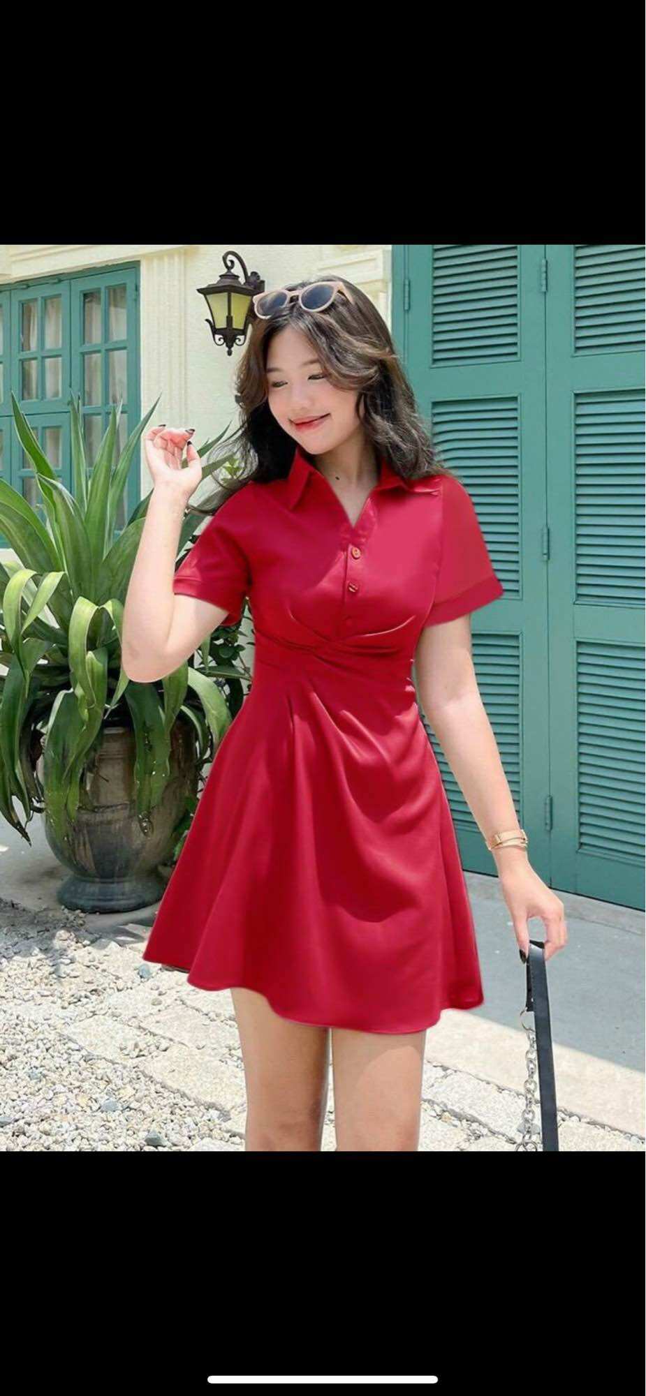 (shop táo đỏ bigsize 50kg đến 90kg) đầm chiết eo
