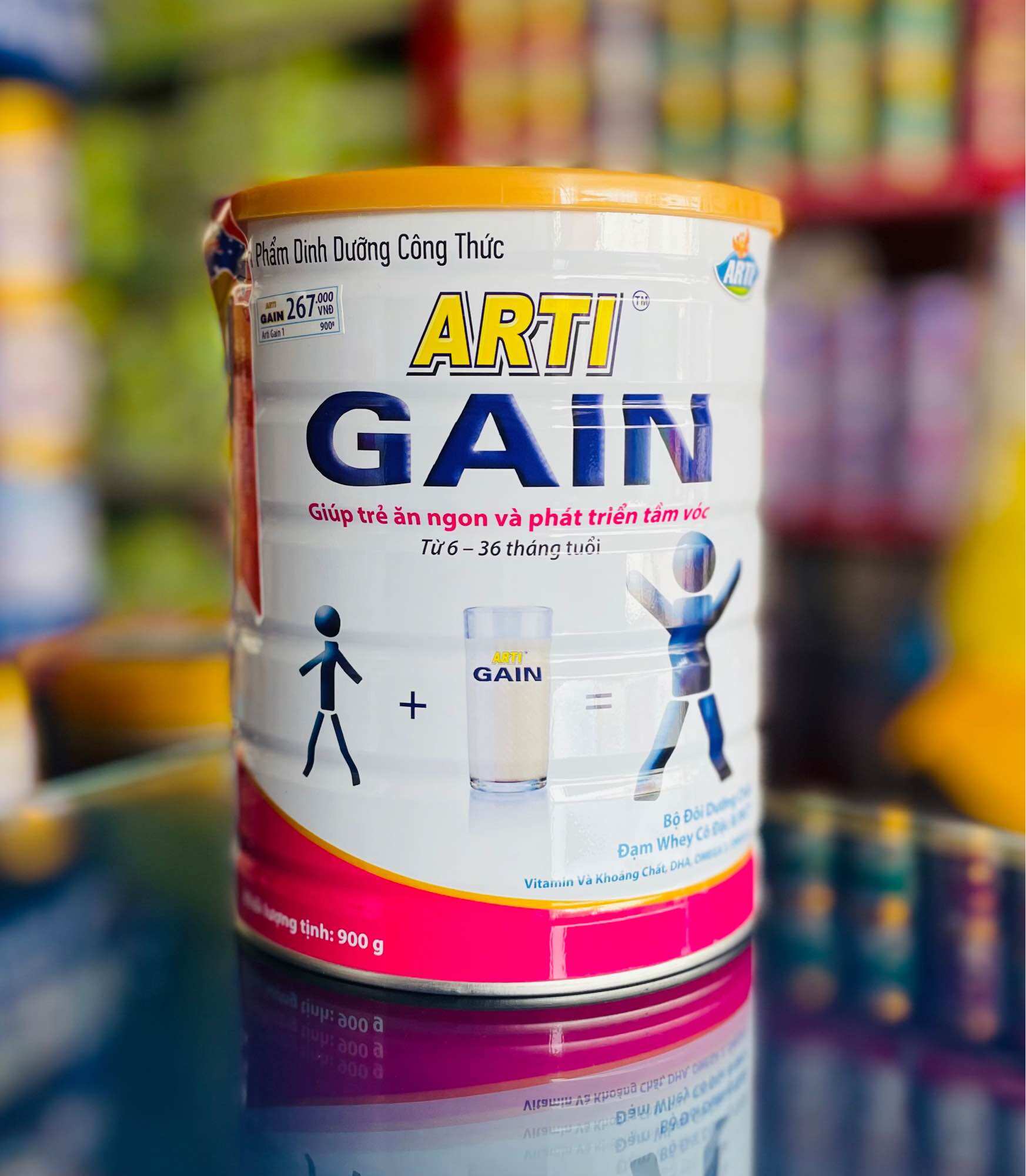 Sữa Arti Gain Hồng 6-36 Tháng (Lon 900g)