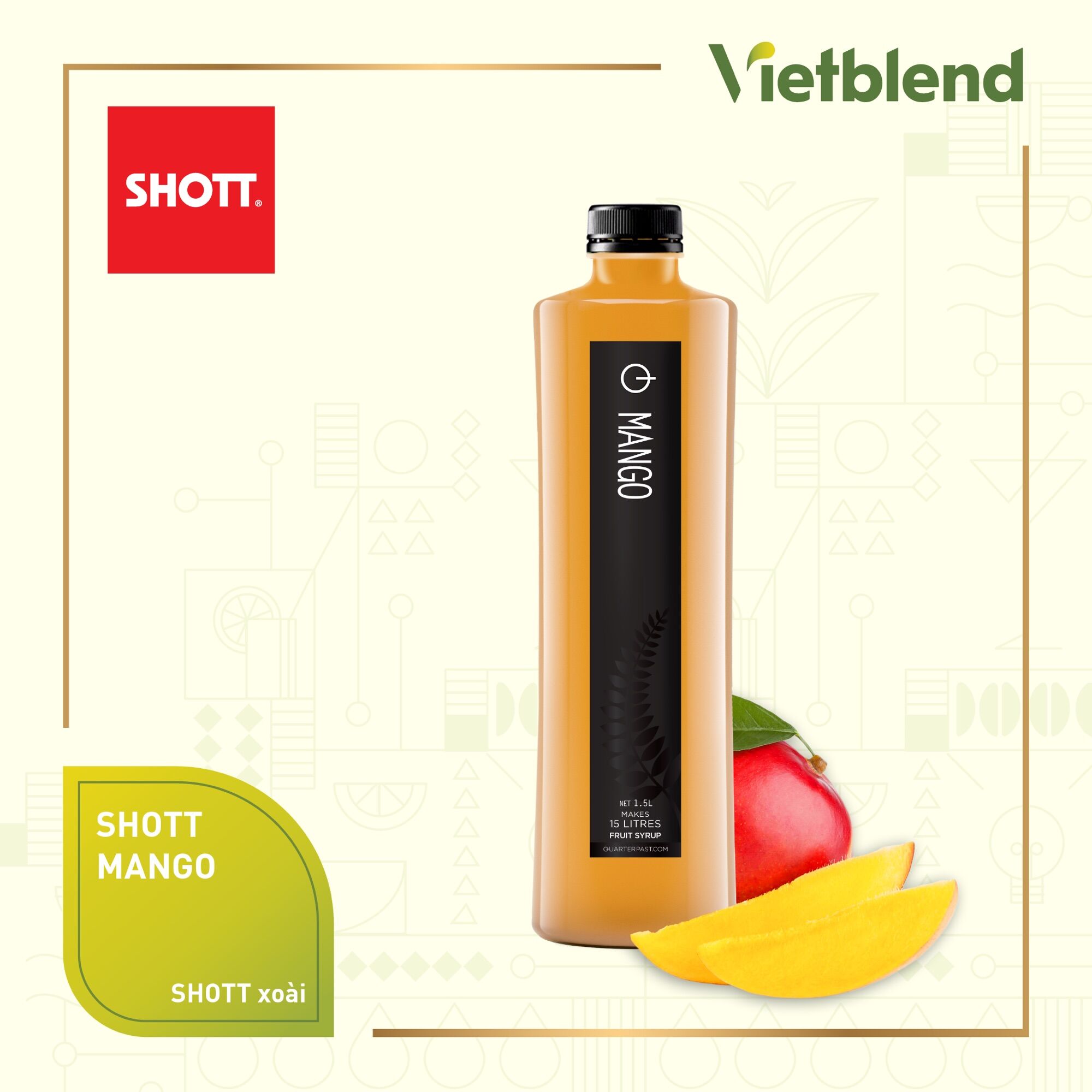 Syrup Pha Chế SHOTT - Vị Xoài (Mango) - Chai 1.5L