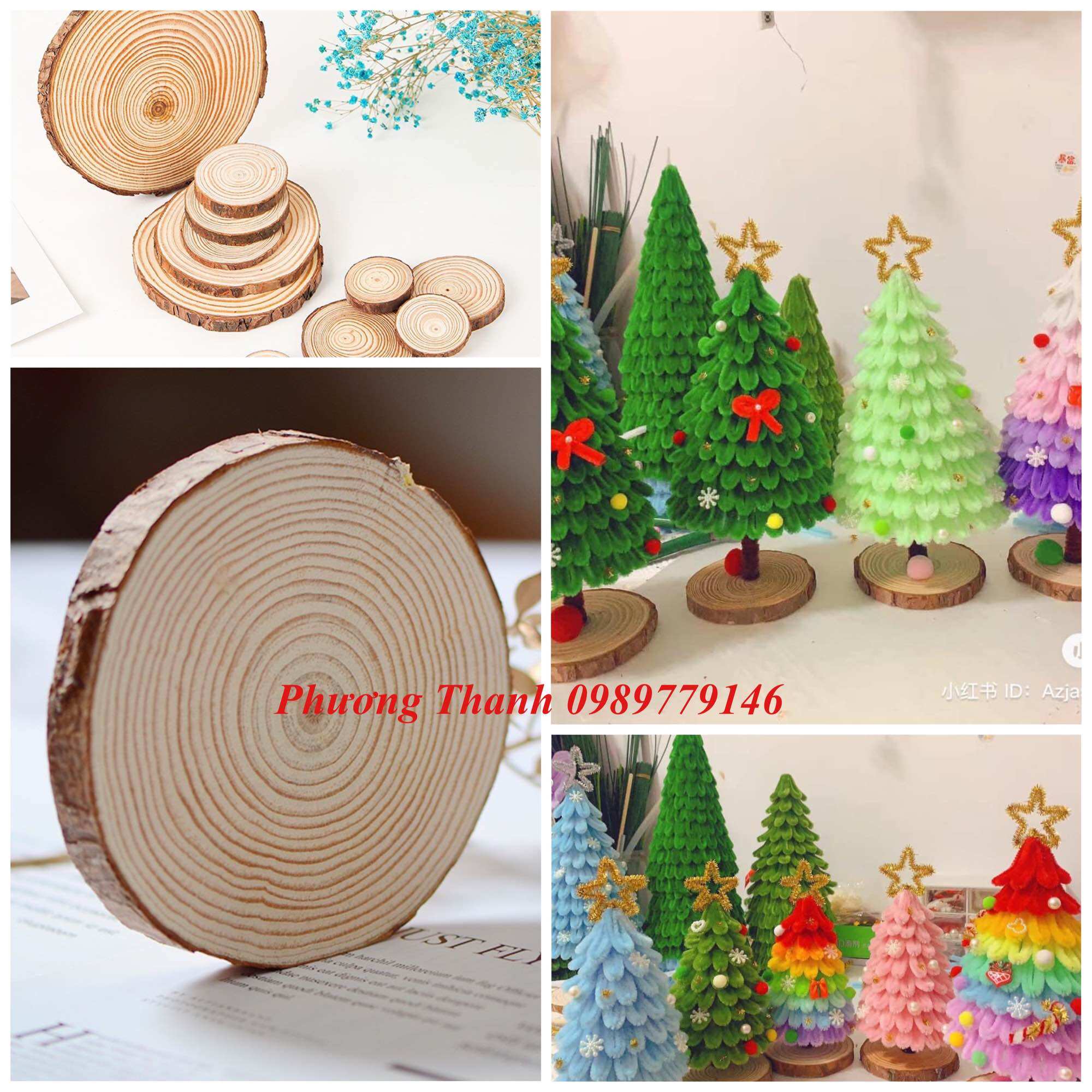 1 lát gỗ tròn làm đế cây thông noen