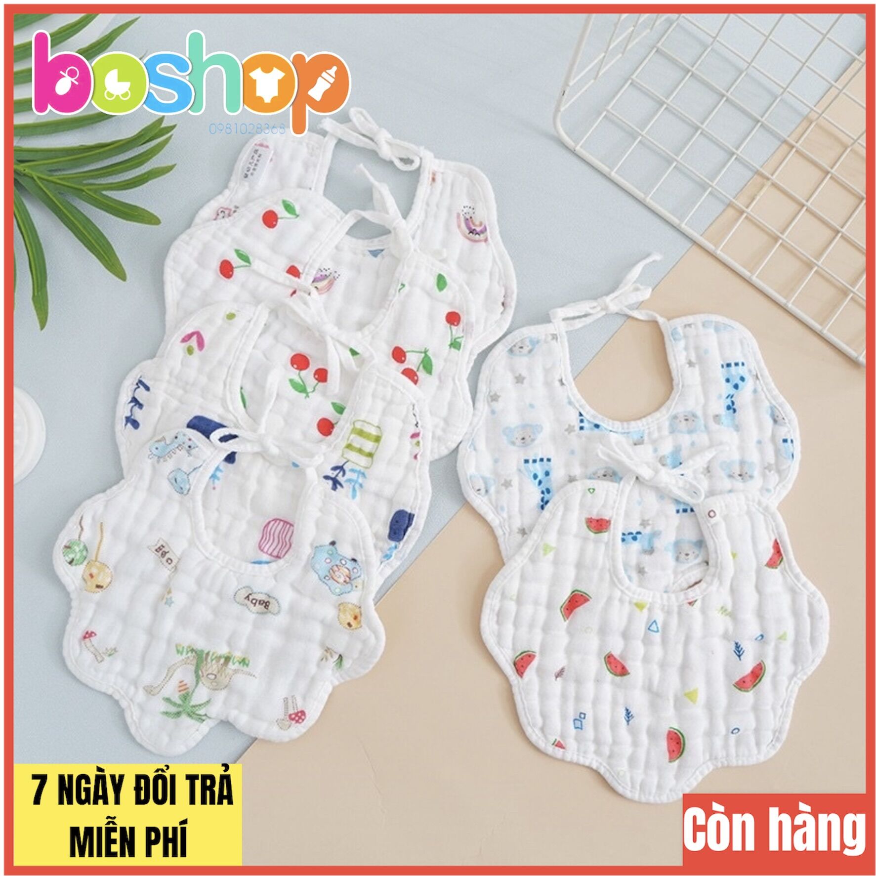 Yếm xô tròn buộc dây 8 lớp hoạ tiết