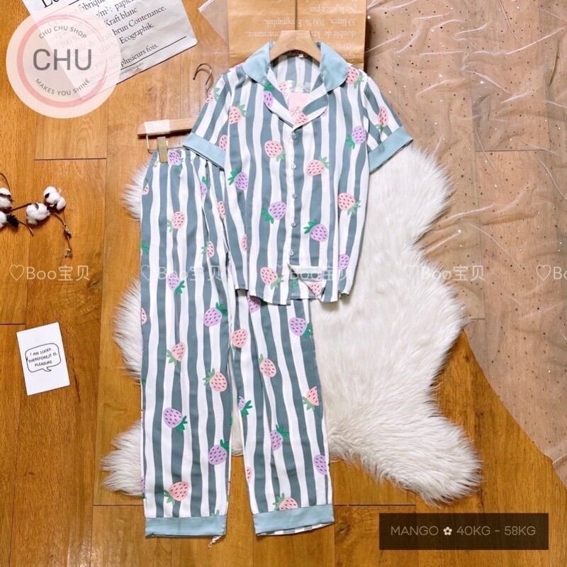 Đồ Bộ Mặc Nhà Pijama Boo Lụa Mango Freesize(40-58kg) Form Đùi +TNQD_Hoả Tốc HCM