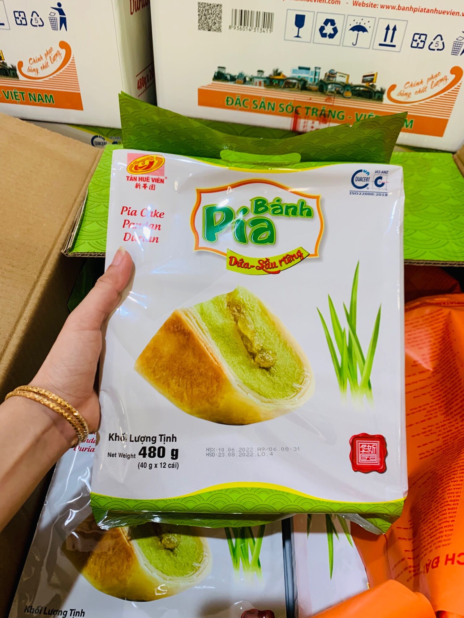 Pía chay dứa sầu riêng Tân Huê Viên (480g)