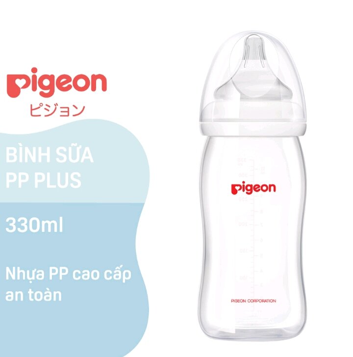 Bình sữa cao cấp pigeon pp plus cổ rộng 330ml