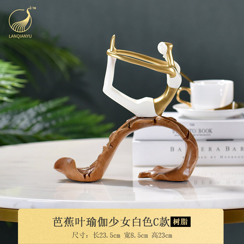 Đồ trang trí nhân vật thiếu nữ yoga đơn giản hiện đại đồ trang trí thư phòng tủ rượu ti vi phòng khách đồ trang trí nhỏ sáng tạo trong nhà