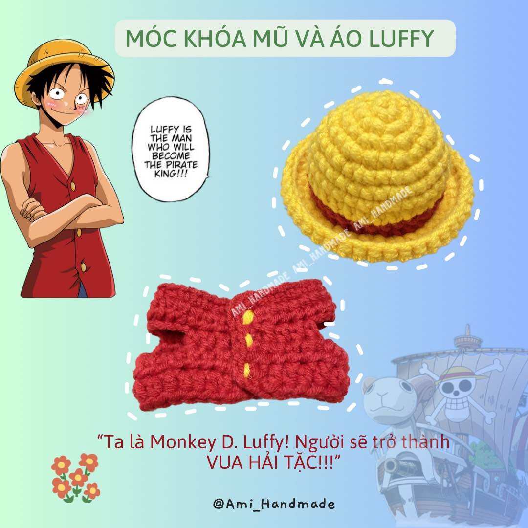 Móc khoá len nón, áo Luffy One Piece