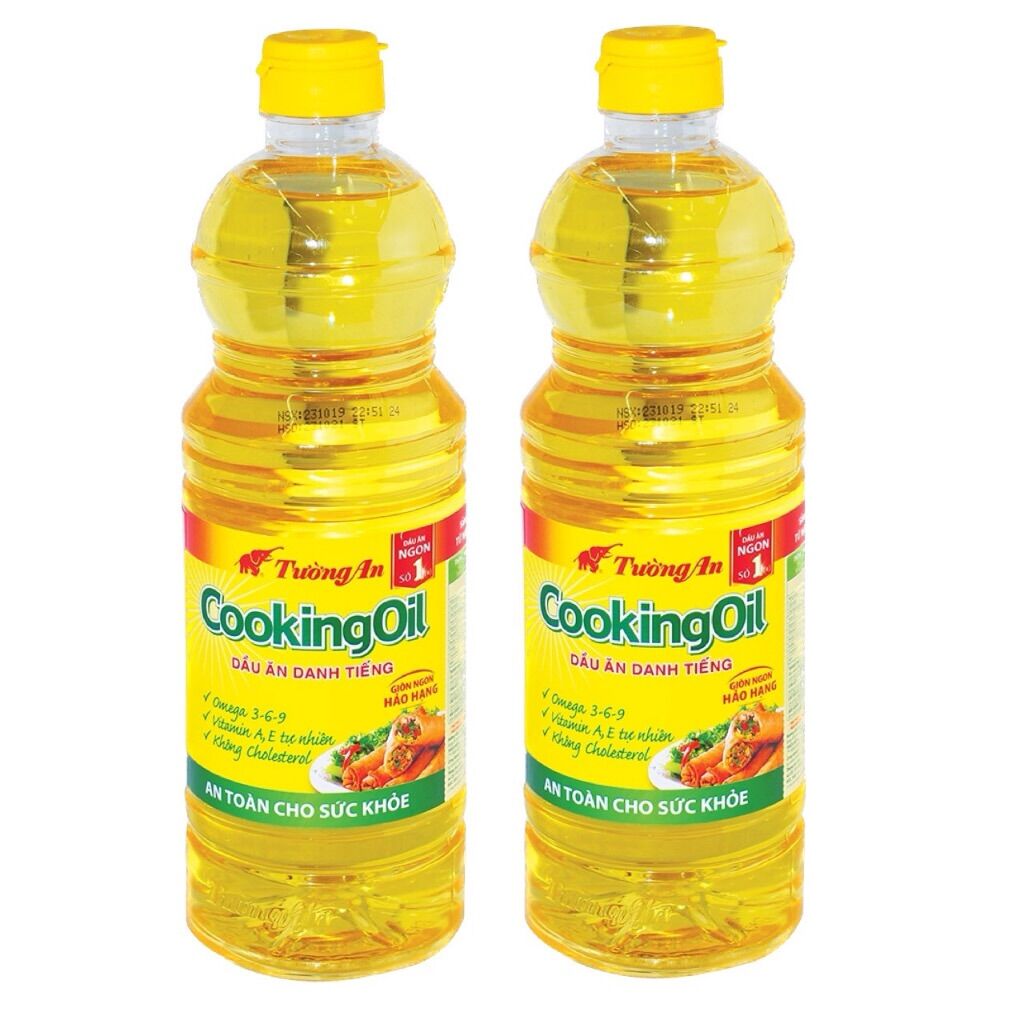 Combo 2 chai dầu thực vật tường an cooking oil 1lít hạn 30/6/2025