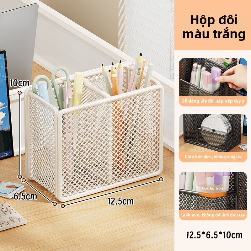 evesigar | Hộp Đựng Bút Để Bàn Đa Năng Với Khay Tổ Ong Kim Loại Dung Lượng Lớn