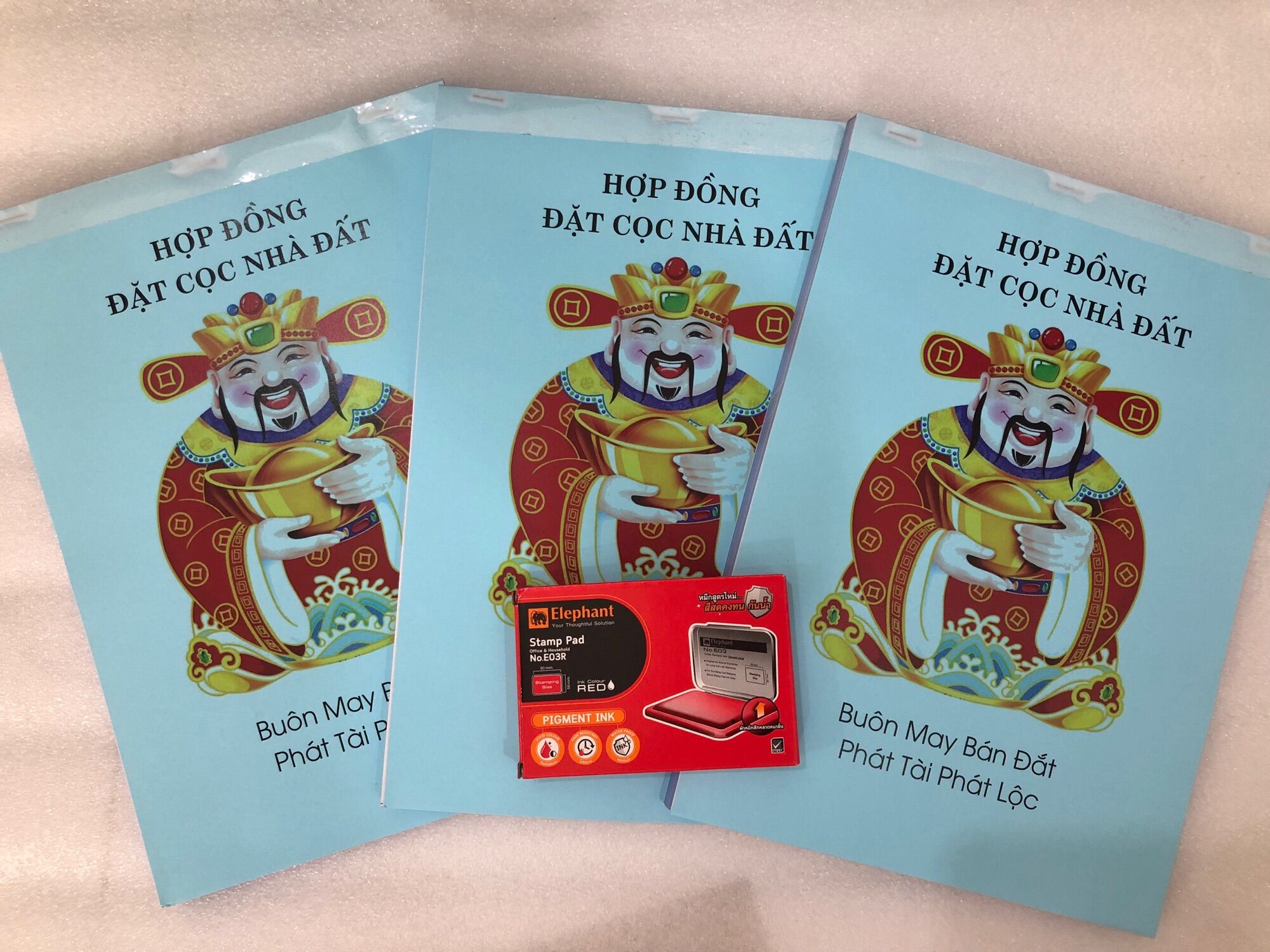 [Combo] Sổ Cọc Đất THẦN TÀI (3 liên) + Mực Lăn Tay (thái Lan 2021)