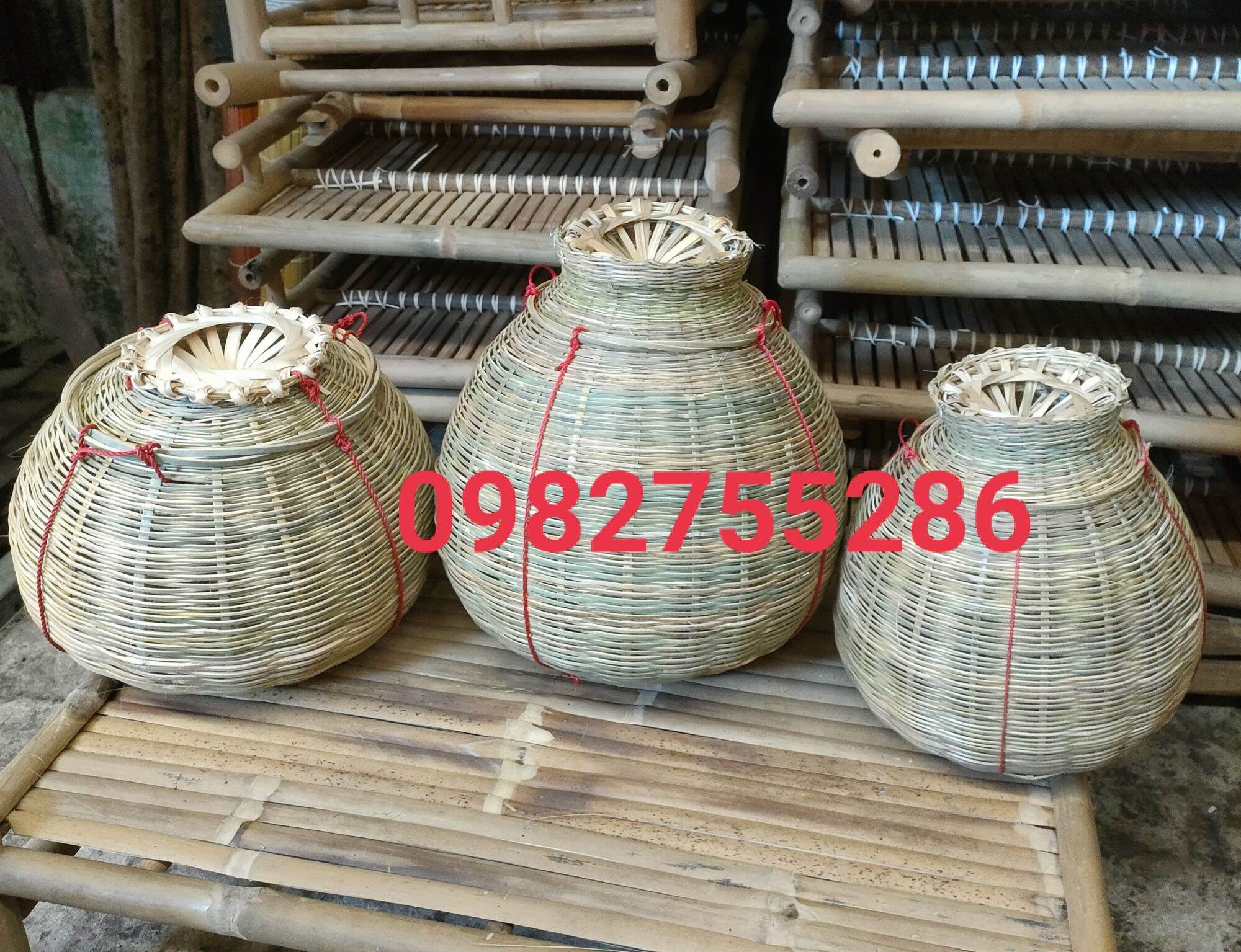 giỏ tre đựng cá [to lùn 30× H22cm]